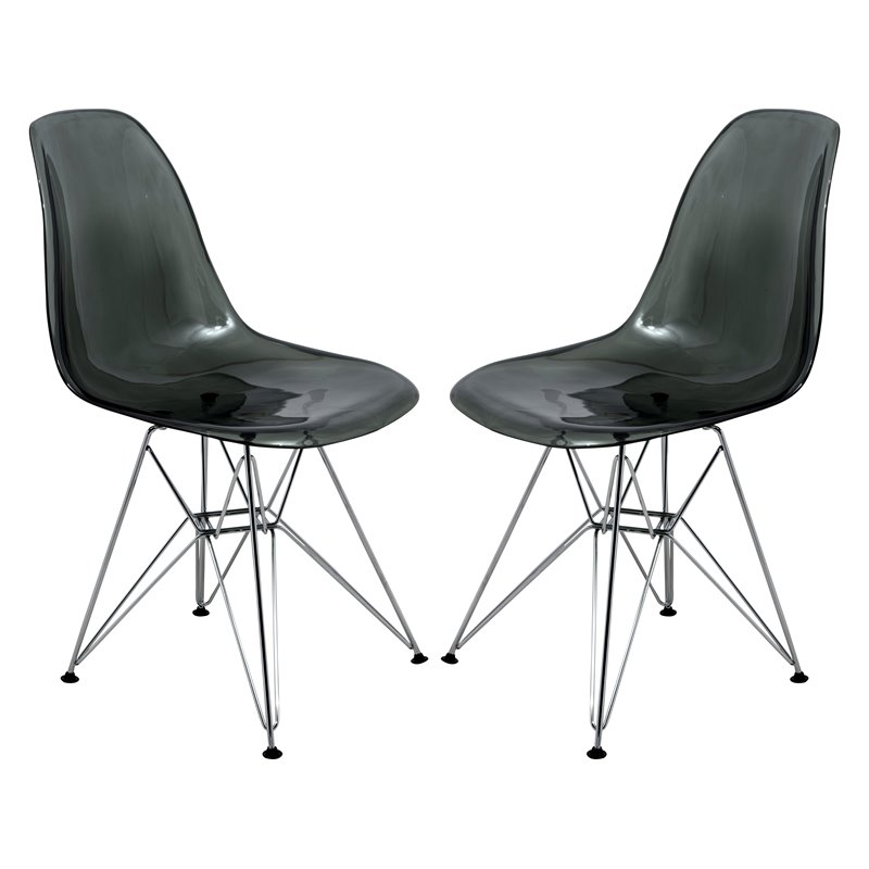 LeisureMod Cresco Modern Eiffel Base Dining Side Chair in Black Set of 2