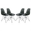 LeisureMod Cresco Modern Eiffel Base Dining Side Chair in Black Set of 4