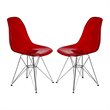 LeisureMod Cresco Modern Eiffel Base Dining Side Chair in Red Set of 2