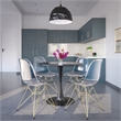 LeisureMod Cresco Modern Gold Eiffel Base Dining Side Chair in Clear