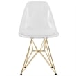 LeisureMod Cresco Modern Gold Eiffel Base Dining Side Chair in Clear Set of 2