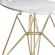 LeisureMod Cresco Modern Gold Eiffel Base Dining Side Chair in Clear Set of 2