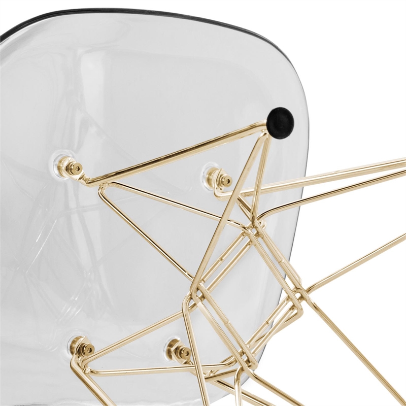 LeisureMod Cresco Modern Gold Eiffel Base Dining Side Chair in Clear Set of 2