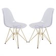 LeisureMod Cresco Modern Gold Eiffel Base Dining Side Chair in Clear Set of 2