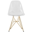 LeisureMod Cresco Plastic Dining Chair with Gold Base Set of 4 Clear