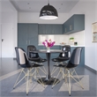 LeisureMod Cresco Modern Gold Eiffel Base Dining Side Chair in Black Set of 2