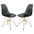 LeisureMod Cresco Modern Gold Eiffel Base Dining Side Chair in Black Set of 2