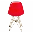 LeisureMod Cresco Plastic Dining Chair with Gold Base Set of 4 Transparent Red