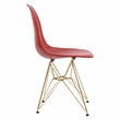 LeisureMod Cresco Modern Gold Eiffel Base Dining Side Chair Solid Red