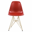 LeisureMod Cresco Modern Gold Eiffel Base Dining Side Chair Solid Red Set of 2