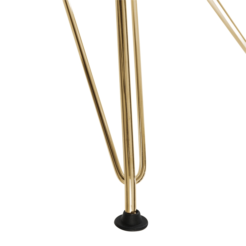 LeisureMod Cresco Modern Gold Eiffel Base Dining Side Chair Solid Red Set of 2