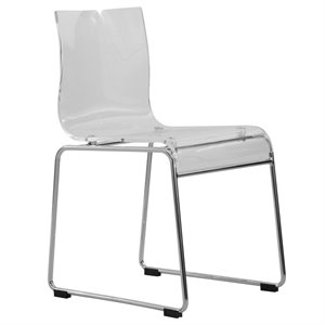 leisuremod lima modern clear acrylic chrome base dining side chair