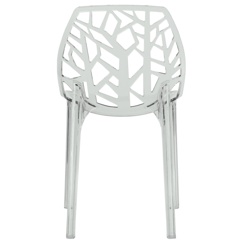 LeisureMod Cornelia Modern Plastic Dining Side Chair in Clear