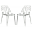 LeisureMod Cornelia Modern Plastic Dining Side Chair in Clear (Set of 2)