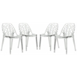 LeisureMod Cornelia Modern Plastic Dining Side Chair in Clear (Set of 4)