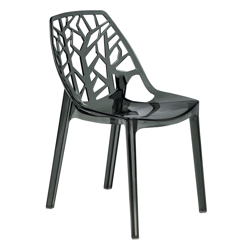 LeisureMod Cornelia Modern Plastic Dining Side Chair in Black