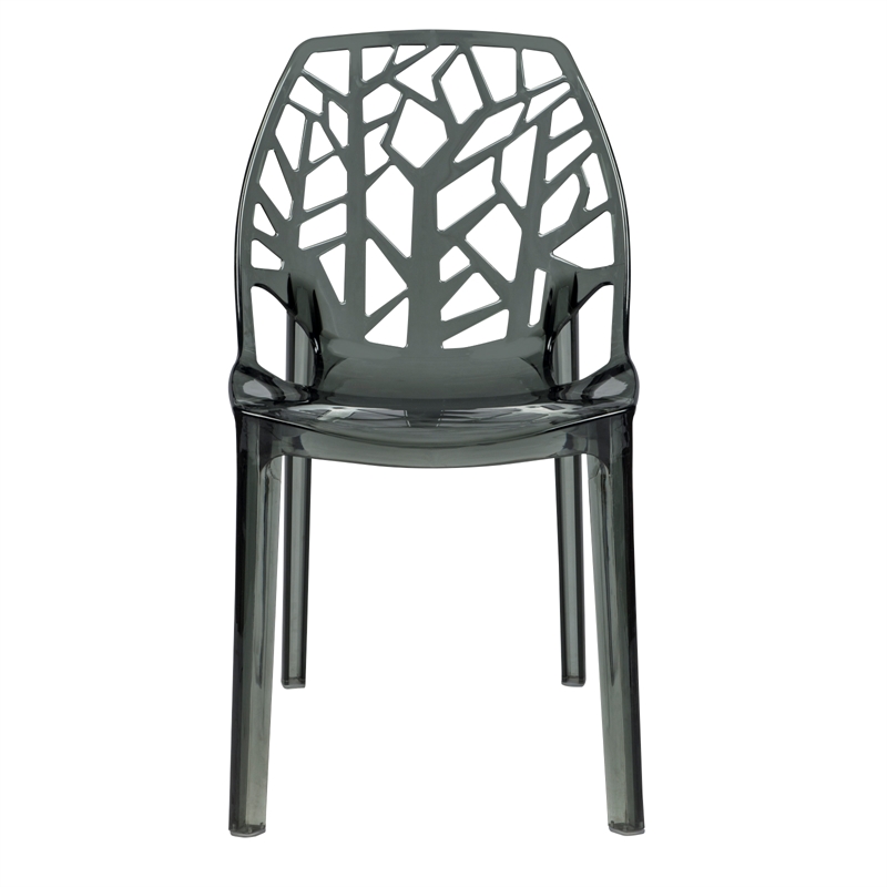 LeisureMod Cornelia Modern Plastic Dining Side Chair in Black (Set of 4)