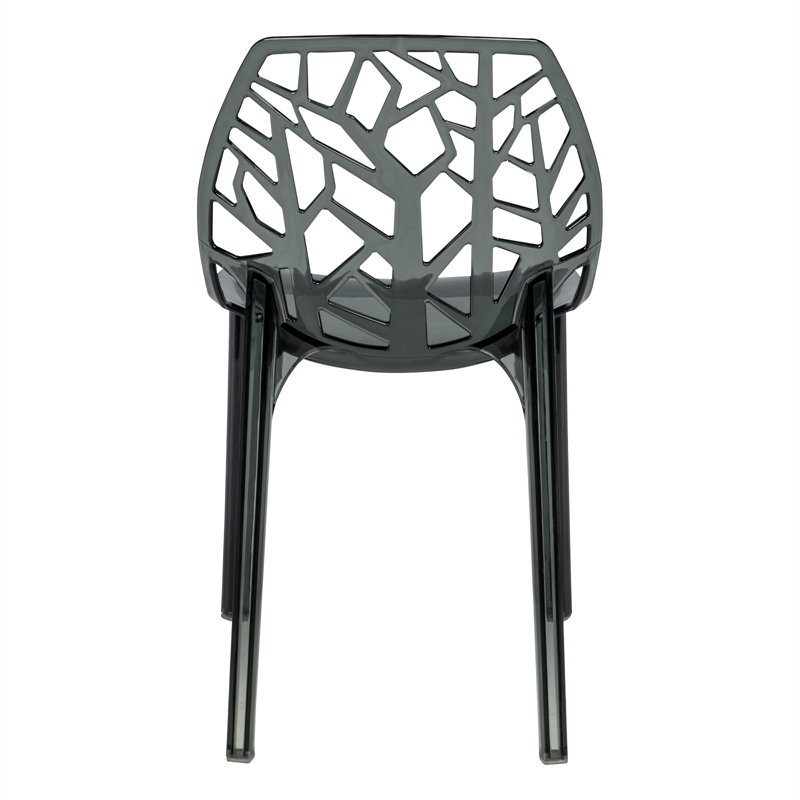 LeisureMod Cornelia Modern Plastic Dining Side Chair in Black (Set of 4)