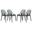 LeisureMod Cornelia Modern Plastic Dining Side Chair in Black (Set of 4)