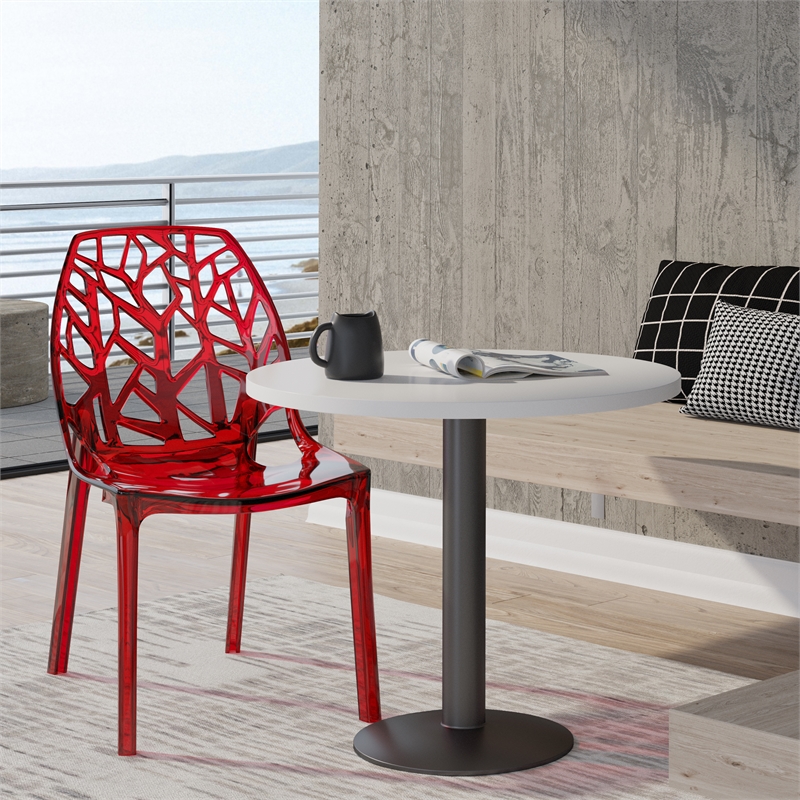 Leisuremod Cornelia Modern Plastic, Red Modern Plastic Dining Chairs