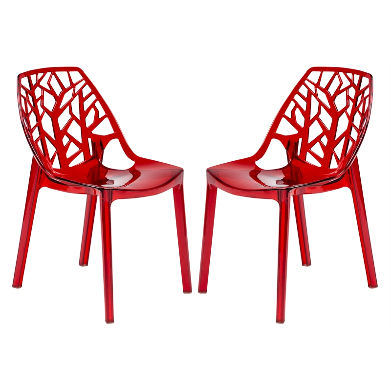 Leisuremod Cornelia Modern Plastic, Red Modern Plastic Dining Chairs
