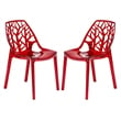 LeisureMod Cornelia Modern Plastic Dining Side Chair in Red (Set of 2)