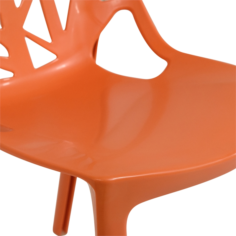 LeisureMod Cornelia Modern Plastic Dining Side Chair in Solid Orange