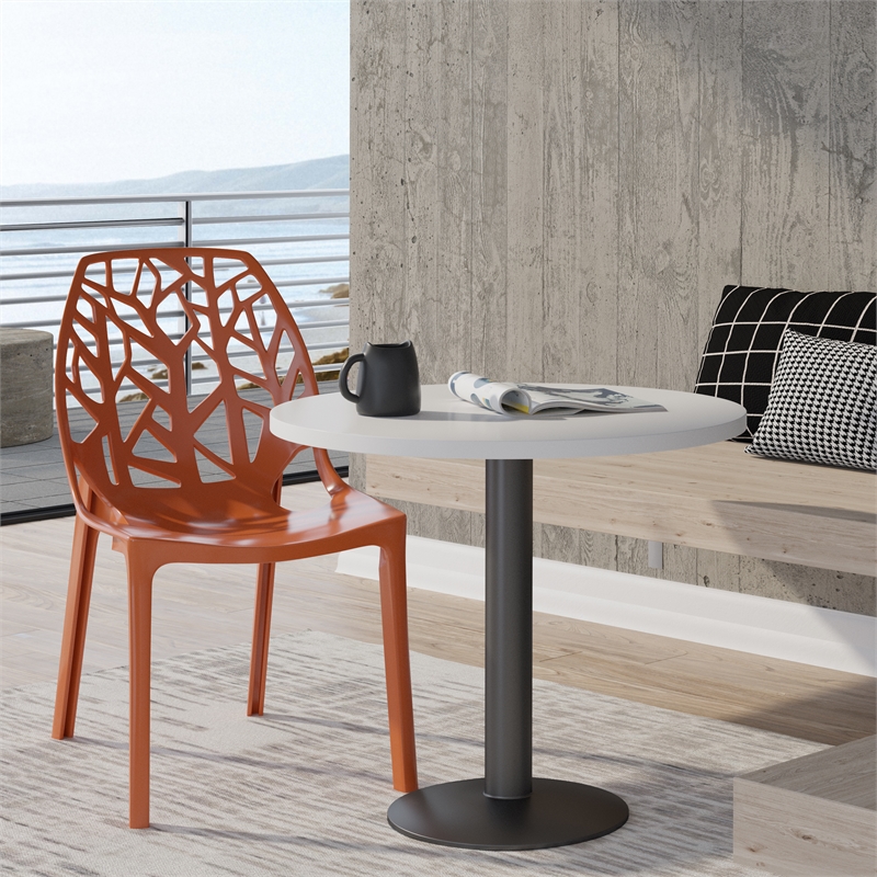 LeisureMod Cornelia Modern Plastic Dining Side Chair in Solid Orange