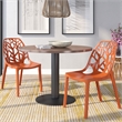 LeisureMod Cornelia Modern Plastic Dining Side Chair in Solid Orange Set of 2