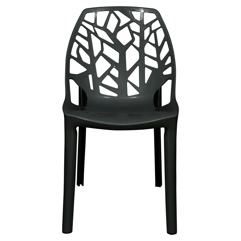 LeisureMod Cornelia Modern Plastic Dining Side Chair in Solid Black