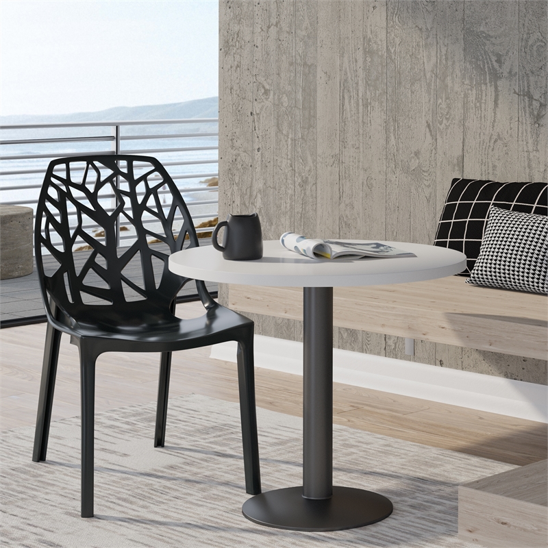 LeisureMod Cornelia Modern Plastic Dining Side Chair in Solid Black