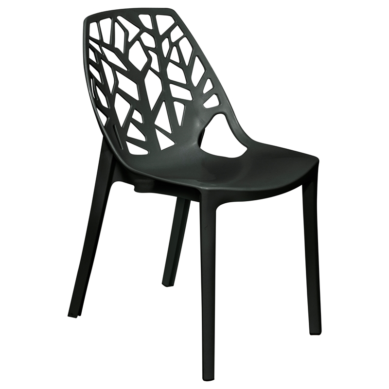 LeisureMod Cornelia Modern Plastic Dining Side Chair in Solid Black
