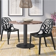 LeisureMod Cornelia Modern Plastic Dining Side Chair in Solid Black Set of 2