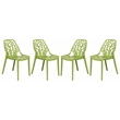 LeisureMod Cornelia Modern Plastic  Dining Side Chair in Solid Green Set of 4