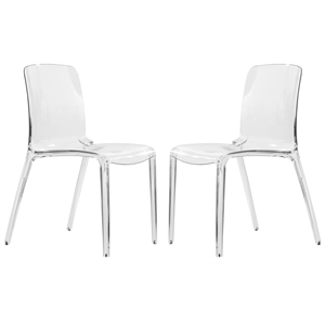 LeisureMod Murray Mid-Century Modern Dining Side Chair in Clear Set of 2