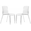 LeisureMod Murray Mid-Century Modern Dining Side Chair in Clear Set of 2