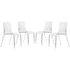 LeisureMod Murray Mid-Century Modern Dining Side Chair in Clear Set of 4
