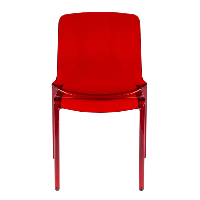 LeisureMod Murray Mid-Century Modern Dining Side Chair in Red Set of 2