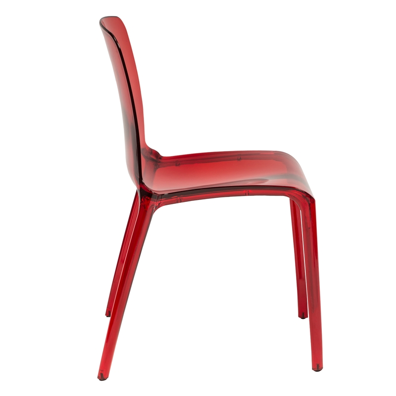 LeisureMod Murray Mid-Century Modern Dining Side Chair in Red Set of 2
