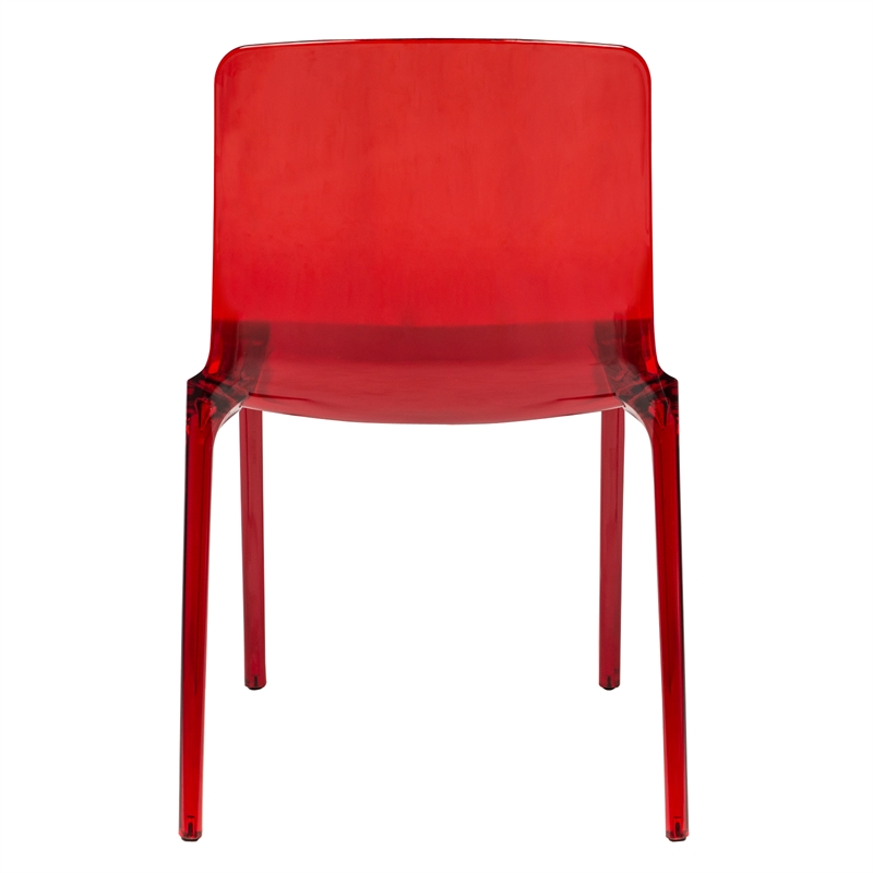 LeisureMod Murray Mid-Century Modern Dining Side Chair in Red Set of 4