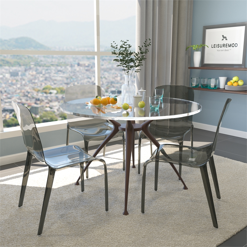 LeisureMod Murray Mid-Century Modern Dining Side Chair in Black Set of 4