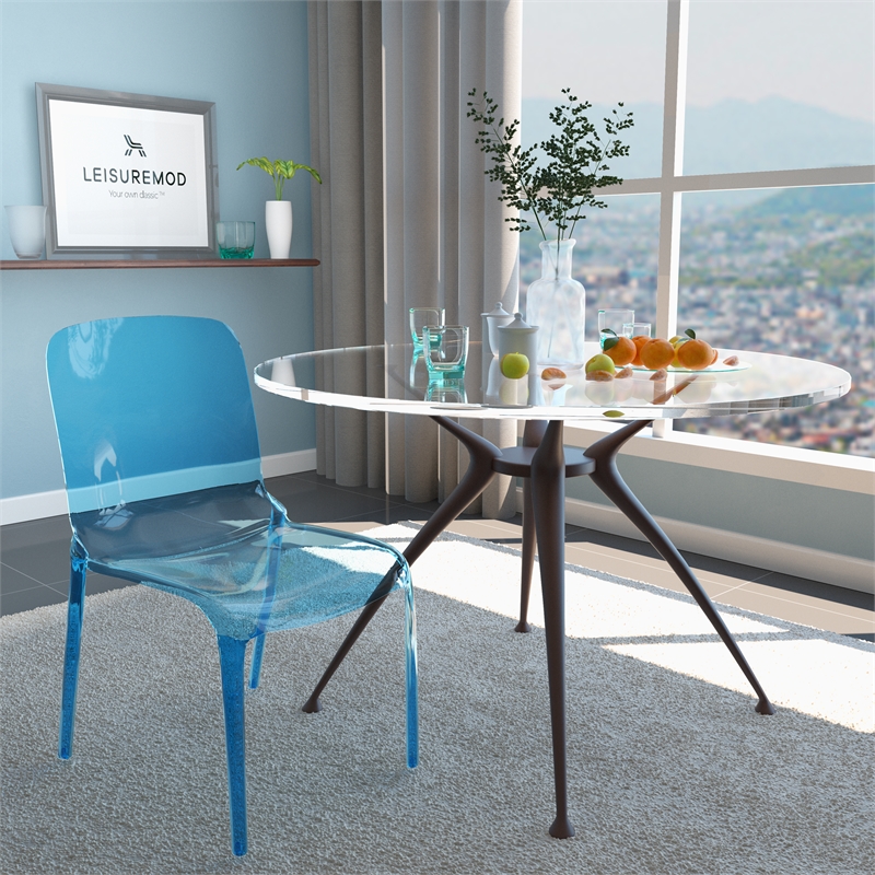 LeisureMod Murray Mid-Century Modern Dining Side Chair in Blue
