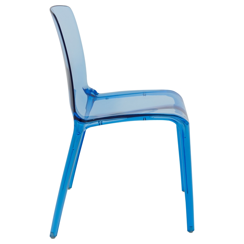 LeisureMod Murray Mid-Century Modern Dining Side Chair in Blue Set of 4