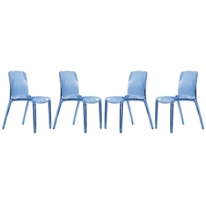 LeisureMod Murray Mid-Century Modern Dining Side Chair in Blue Set of 4