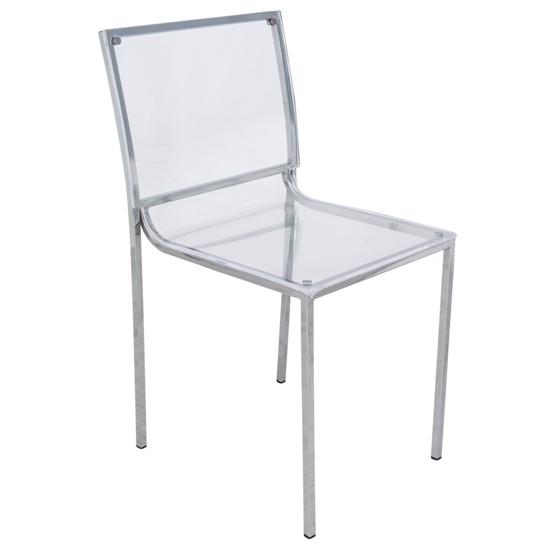 Leisuremod Almeda Modern Acrylic Clear Chrome Frame Dining Side Chair Acr19cl