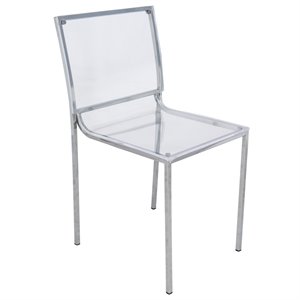 leisuremod almeda modern acrylic clear chrome frame dining side chair