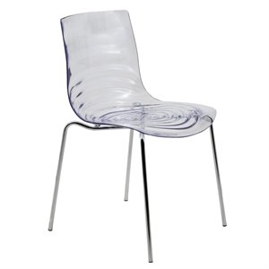 LeisureMod Astor Modern Rain Drop Design Dining Chair in Clear