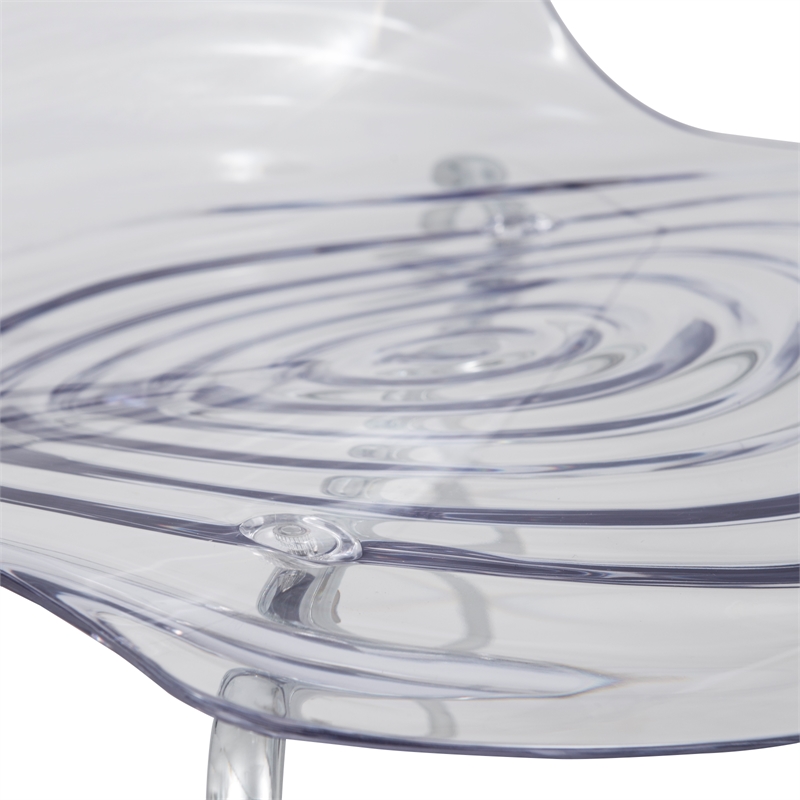 LeisureMod Astor Modern Rain Drop Design Dining Chair in Clear Set of 2