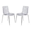 LeisureMod Astor Modern Rain Drop Design Dining Chair in Clear Set of 2