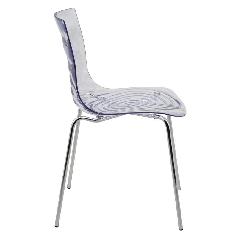 LeisureMod Astor Modern Rain Drop Design Dining Chair in Clear Set of 4